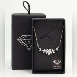 Lovisa Silver Cubic Zirconia Flower & Vine Necklace NEW
